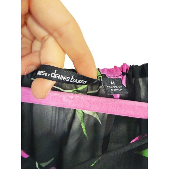 Dennis Basso Floral Cold Shoulder Blouse M Fairycore Whimsigoth Dark Romantic - Picture 6 of 8